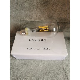 RAVSOFT LED Edison Bulb, 6W, Equivalent 60W, Soft White 2700k, Non-Dimmable Led Filament Light Bulb, E26 Base, High CRI 95+ Eye Protection Led Bulb, Clear Glass for Home Kitchen
