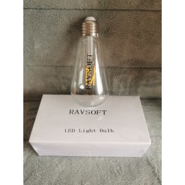 RAVSOFT LED Edison Bulb, 6W, Equivalent 60W, Soft White 2700k, Non-Dimmable Led Filament Light Bulb, E26 Base, High CRI 95+ Eye Protection Led Bulb, Clear Glass for Home Kitchen