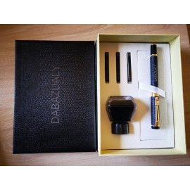 DABAZUALY Black Fountain Pen Set, Medium Nib, Includes 3 Ink Cartridges and Ink Refill Converter, Gift Case, Journaling, Calligraphy, Smooth Writing Pens [Black Chrome], Perfect for Men and Women